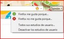 Captura de pantalla en la que se puede ver lo fácil que resultará enviar sugerencias sobre su producto a la gente de Mozilla
