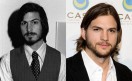 Steve Jobs y Asthon Kutcher, de notable semejanza física.