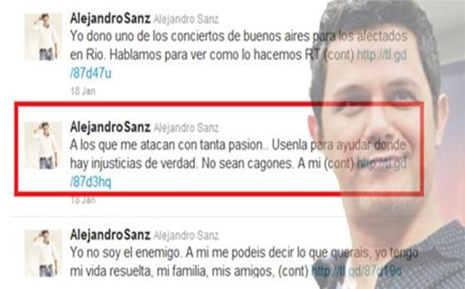 Alejandro Sanz causa polémica en Twitter
