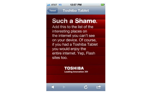 Toshiba promociona su tablet atacando a Apple