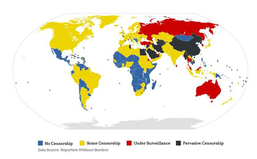 El mapa de la censura web en el mundo