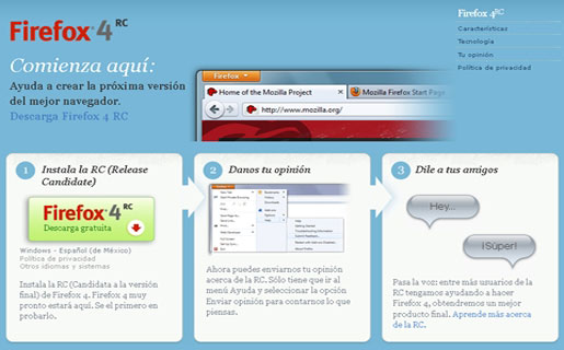 Firefox 4 RC1 lista para su descarga