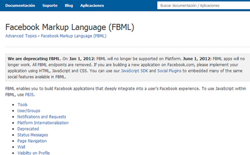 FBML: termina su soporte en el 2012