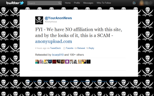 El tweet de Anonymous.