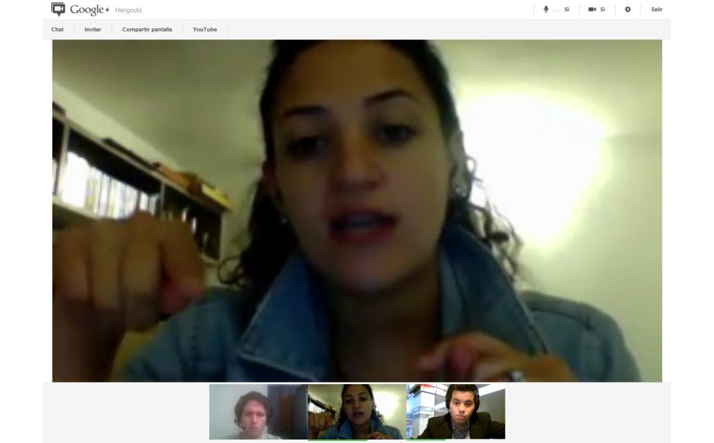 Ana Paula Blanco Sierra, de Google, en el Hangout que mantuvimos junto al colega Nicolás Magaldi, de C5N.