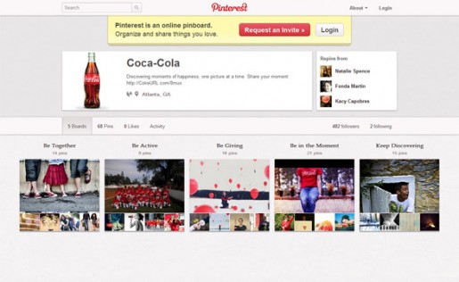 Coca Cola es una de las escasas marcas que pudo registrarse en Pinterest con éxito.