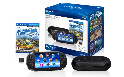 El kit completo de la PS Vita para Latinoamérica: consola, estuche, memoria y juego.