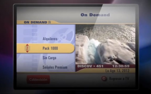 Así es el menú de Cablevisión On Demand.