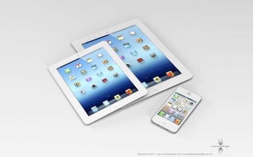 Así sería la relación de tamaño del "Mini iPad" con respecto al iPad 3 y al iPhone 4S.