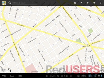 Algunas apps de Google funcionan, como Gmail, Gtalk y Maps (como vemos aquí, aunque la tablet no posee GPS).