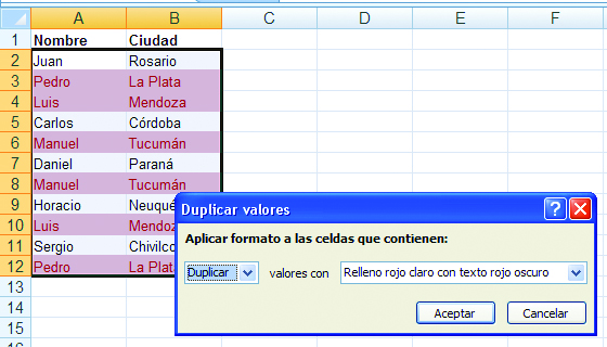 Señalar repetidos II