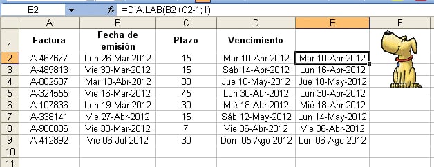 Vencimiento en días hábiles