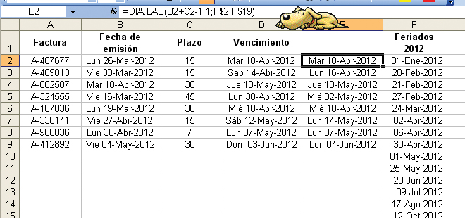 Vencimiento en días hábiles