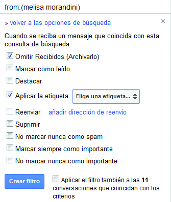Filtros desde una búsqueda