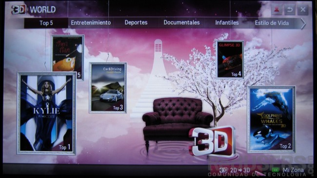 LG ofrece 3D World, su propio catálogo de contenidos 3D.