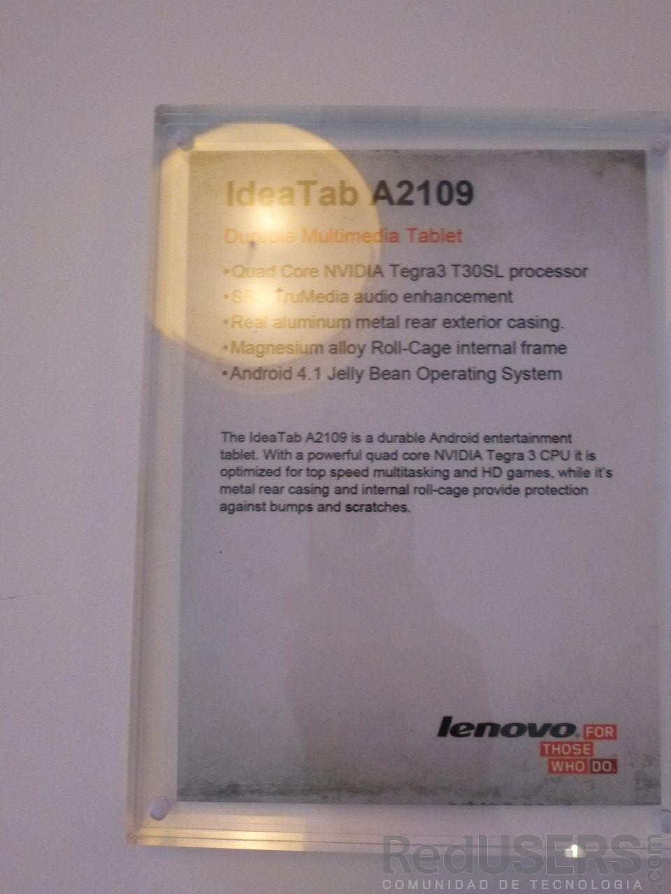Los detalles de la tableta, que incluye un chip ARM Nivida Tegra 3