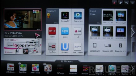 Así es la pantalla Home, que ofrece accesos rápidos a las principales funciones del SmartTV.