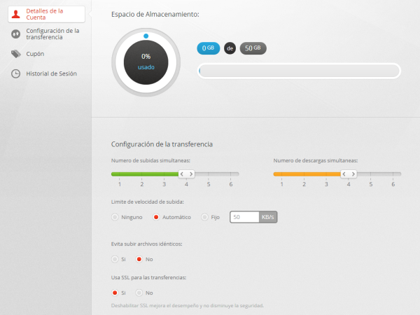 La configuración de MEGA Es muy simple de interpretar