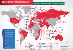 Mapa de ataques de Red October (Fuente: Kaspersky Labs)