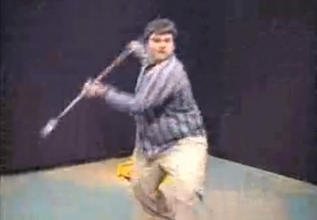 Ghyslain Raza hace diez años, imitando a un caballero Jedi.