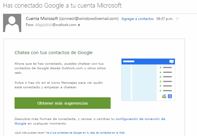 Al cierre de este post pudimos vincular a Google, pero no estaba activado el chat.