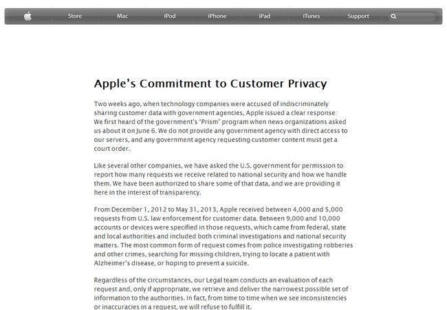 Captura del post de Apple donde se defiende de las acusaciones.