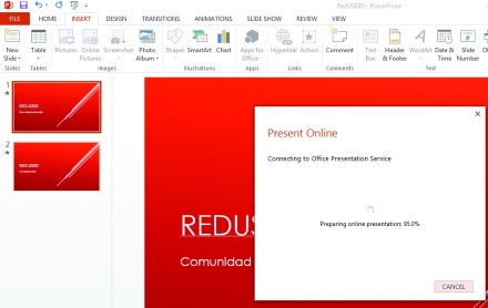 2) Una vez que hacemos clic en el botón [Presentación Online] PowerPoint se conecta con el servidor de Office y genera una copia de ésta con la posibilidad de ser visualizada desde cualquier navegador.