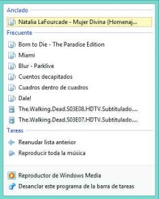 Incluso podemos anclar nuestros discos o listas preferidas al reproductor de medios y ejecutarlas sin necesidad de abrir el programa.