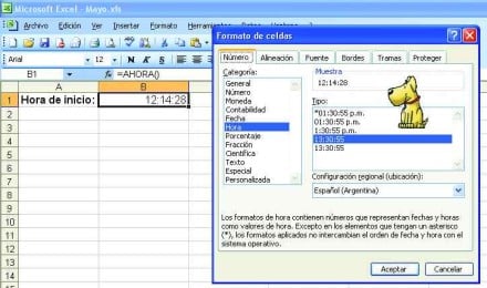 Aplicando un formato adecuado, la función AHORA muestra solamente la hora actual.