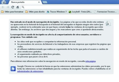 El modo incógnito, en Google Chrome, se identifica con un pequeño icono al lado de las pestañas de navegación.