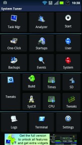 System Tuner contiene distintas herramientas para manejar la configuración del hardware y software de Android.
