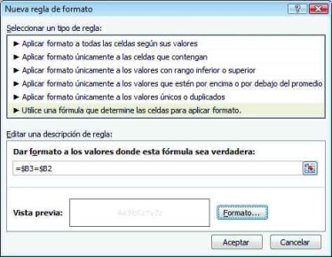 Así indicamos el formato condicional en Excel 2007-2010.