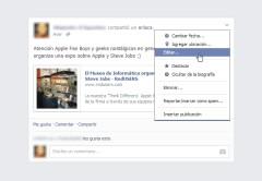Así se utiliza la función de editar posts de Facebook.