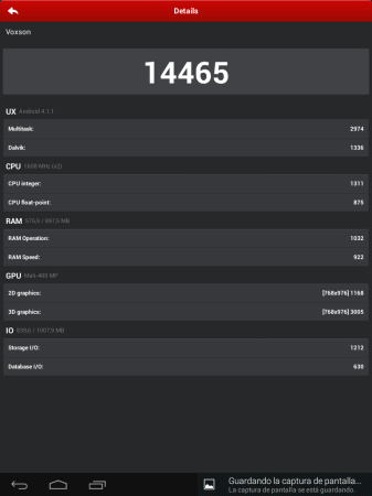 Los resultados por categoría de Antutu Benchmark.