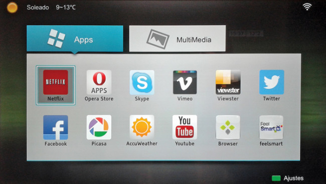 Al acceder a la plataforma Smart TV, nos encontraremos con todas las aplicaciones esenciales.