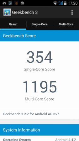 Puntaje en GeekBench.