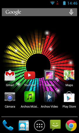 Captura del homescreen por defecto.