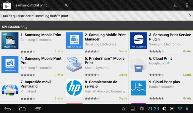 2 - Buscamos el Samsung Mobile Print