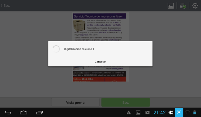 21 - Debemos aguardar que termine la digitalización del documento.