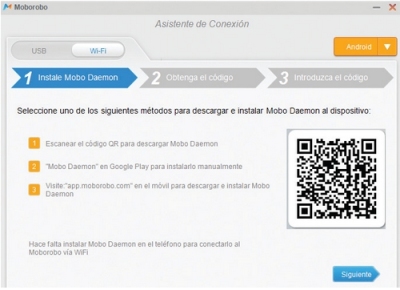 Podremos realizar la conexión a través de USB o Wi-Fi, ambas explicadas por completo en el tutorial. La opción Wi-Fi tiene la ventaja de funcionar sin necesidad de cables.