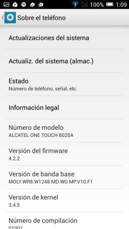 La versión de Android en todo su esplendor.