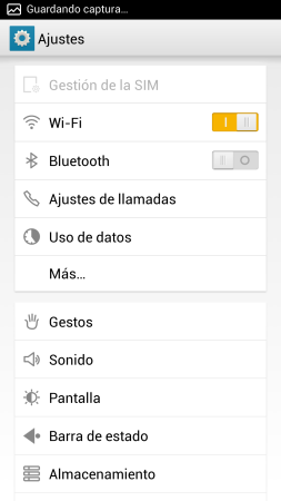 Panel de configuraciones.