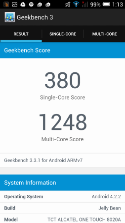 Test de Geekbench.