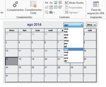 Activamos el [Modo Diseño] para cambiar las propiedades de configuración del calendario, o lo desactivamos para interactuar con este control.