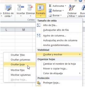 Con estas opciones podemos ocultar la hoja actual del libro actual. Luego podemos hacerla visible con la opción [Mostrar hoja].
