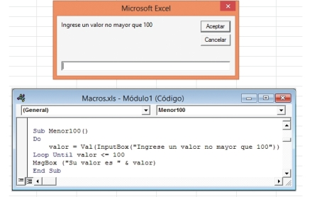 Esta macro hace que Excel nos repita la pregunta del InputBox hasta que ingresemos un valor no mayor que cien.