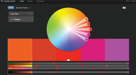 La herramienta Kuler de Adobe permite crear paletas de colores online.