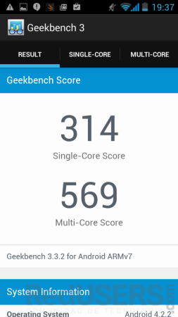 Resultado de Geekbench.