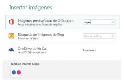 Utilizamos alguno de los procedimientos para insertar imágenes, como [Imágenes en línea]. Escribimos el criterio para la búsqueda en el cuadro correspondiente y presionamos .