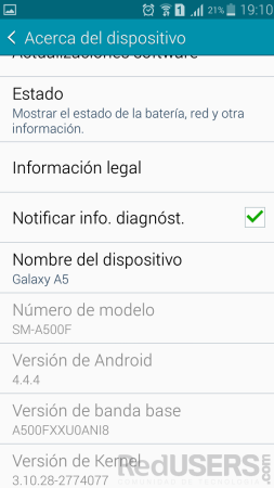 Versión de Android - A5